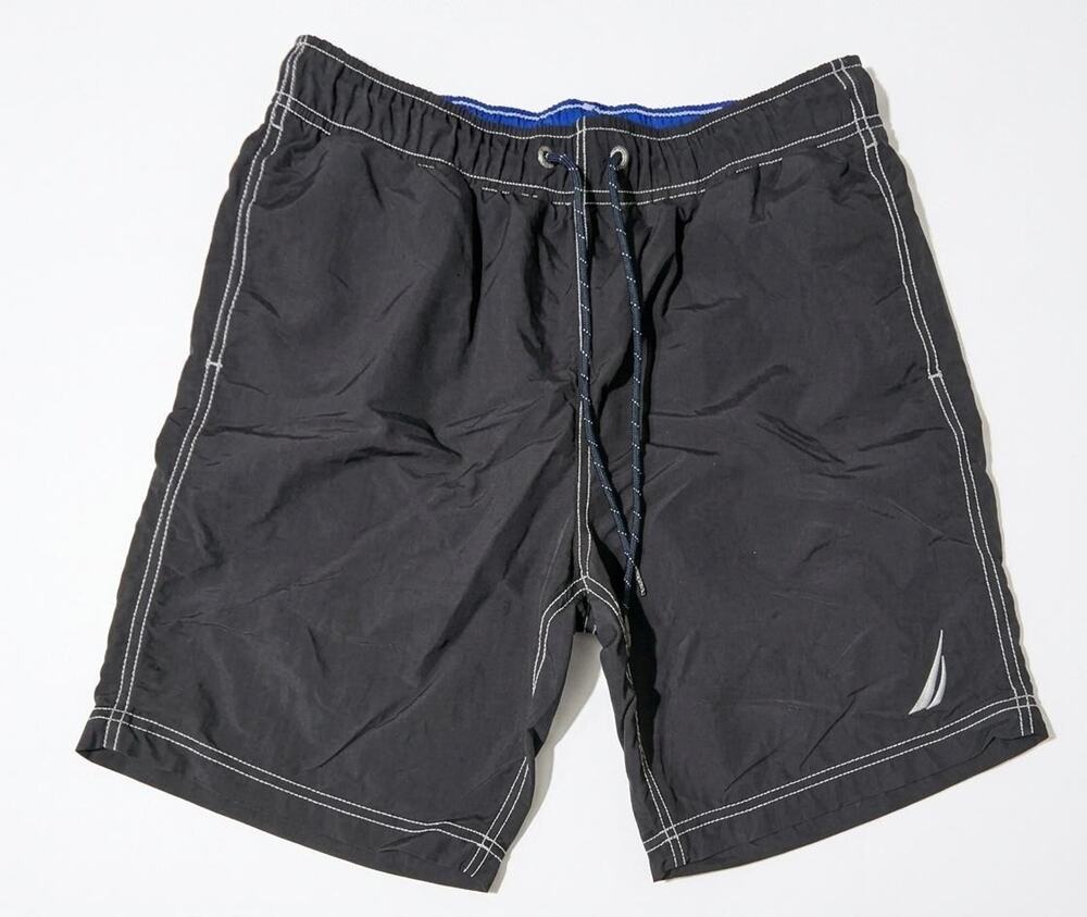 Nautica Swim Shorts Mens Small Black Drawstring Mesh Lined Quick Dry Pockets